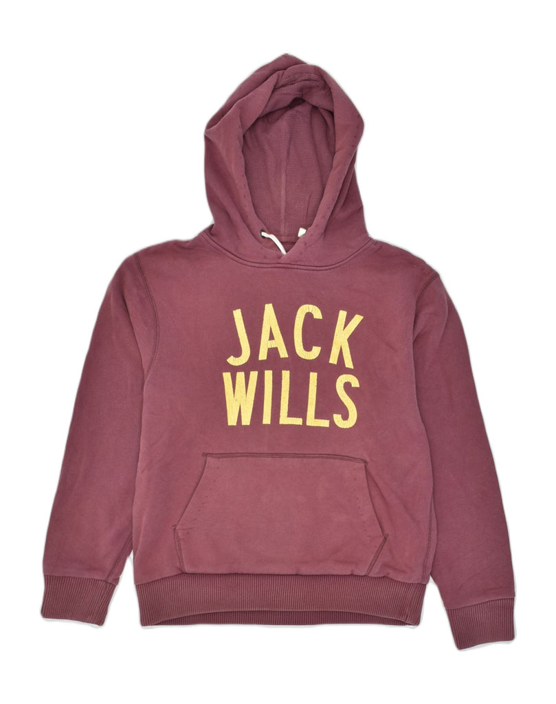 JACK WILLS Mens Graphic Hoodie Jumper Small Maroon Cotton | Vintage | Thrift | Second-Hand | Used Clothing | Messina Hembry 