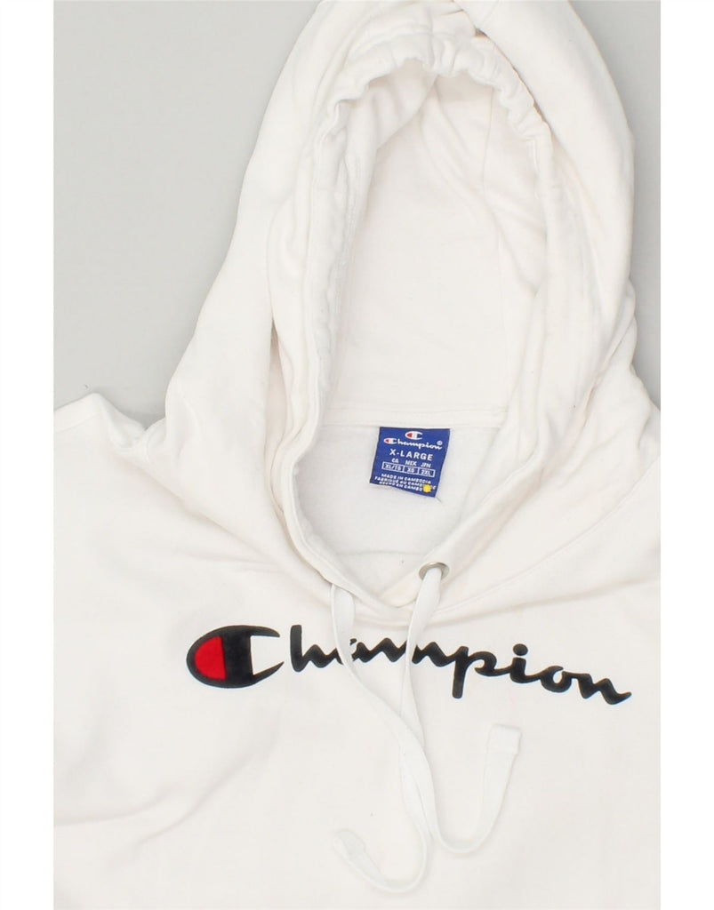 CHAMPION Mens Graphic Hoodie Jumper XL White Cotton | Vintage Champion | Thrift | Second-Hand Champion | Used Clothing | Messina Hembry 