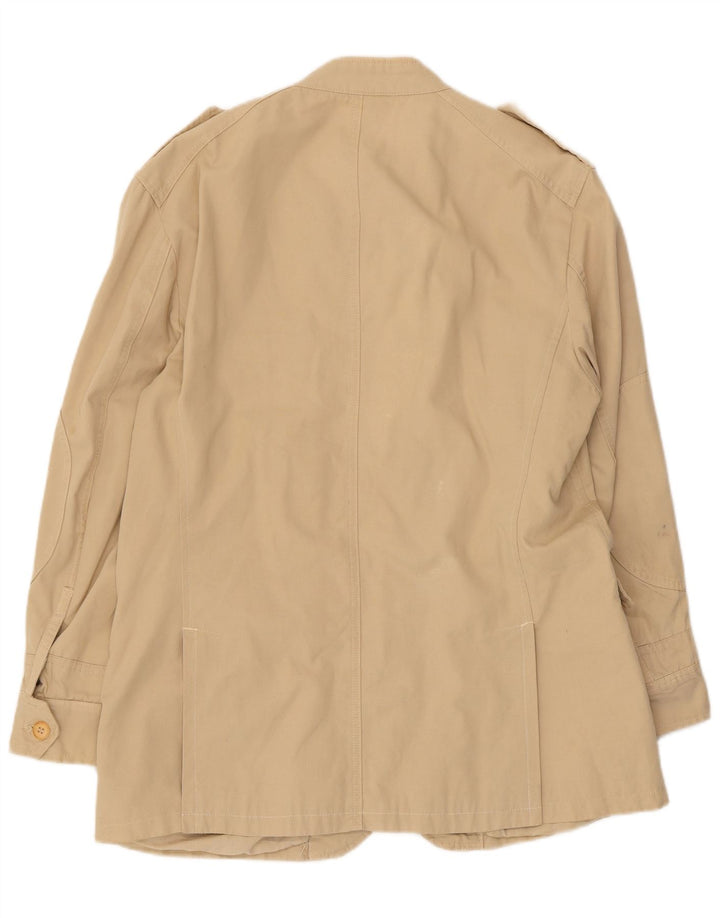 Zara Mens Military Jacket UK 44 2XL Beige Cotton