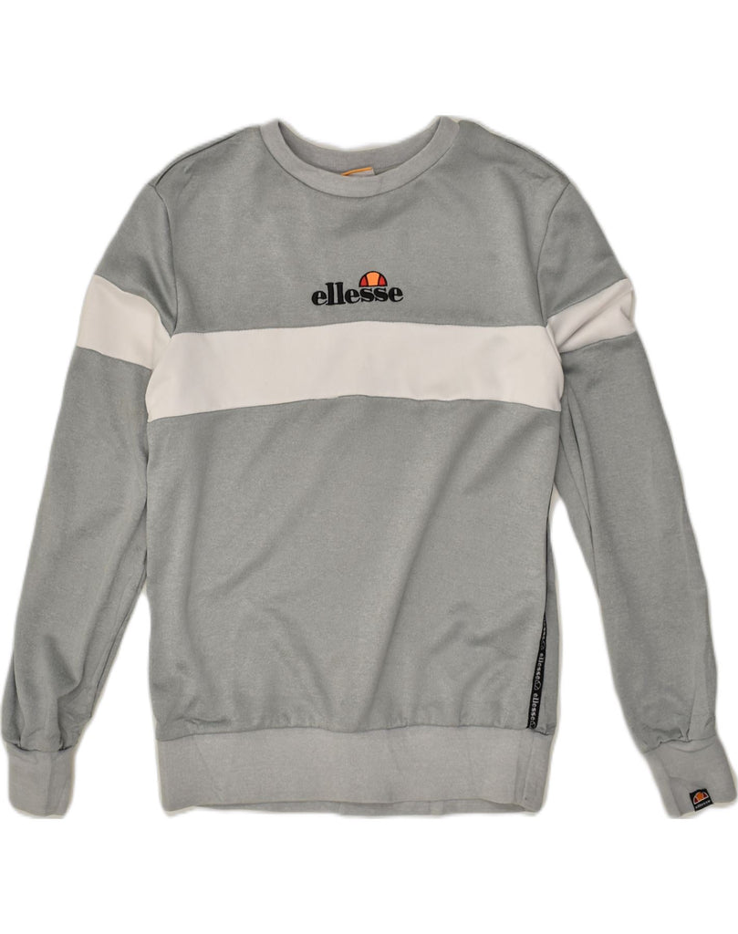 ELLESSE Mens Sweatshirt Jumper Small Grey Colourblock Polyester | Vintage Ellesse | Thrift | Second-Hand Ellesse | Used Clothing | Messina Hembry 