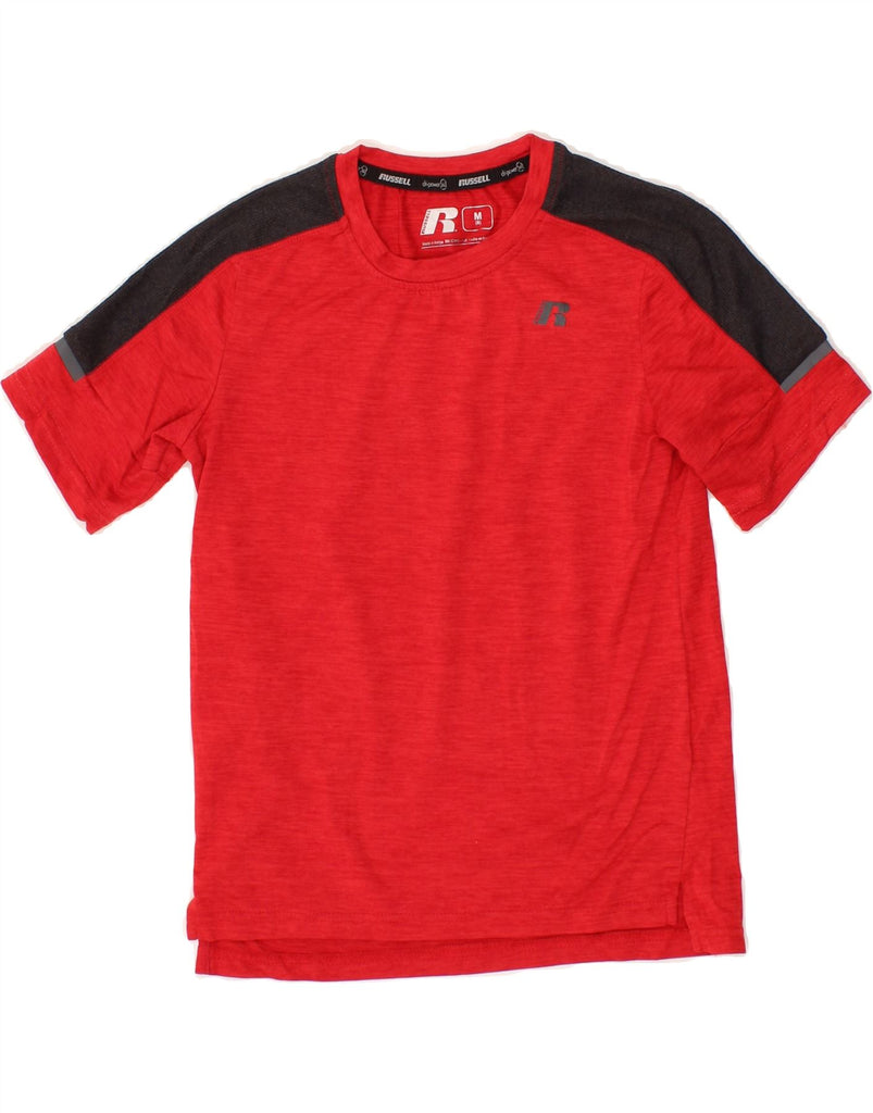 RUSSELL ATHLETIC Boys T-Shirt Top 7-8 Years Medium  Red Colourblock Vintage Russell Athletic and Second-Hand Russell Athletic from Messina Hembry 
