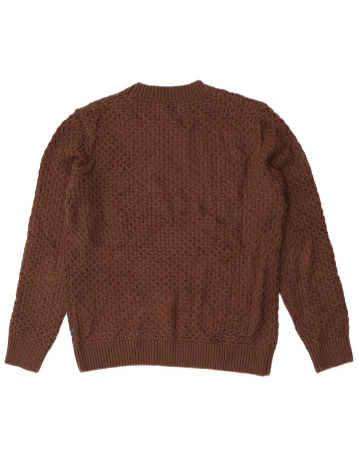 Jack & Jones Mens Crew Neck Jumper Sweater Large Brown Acrylic