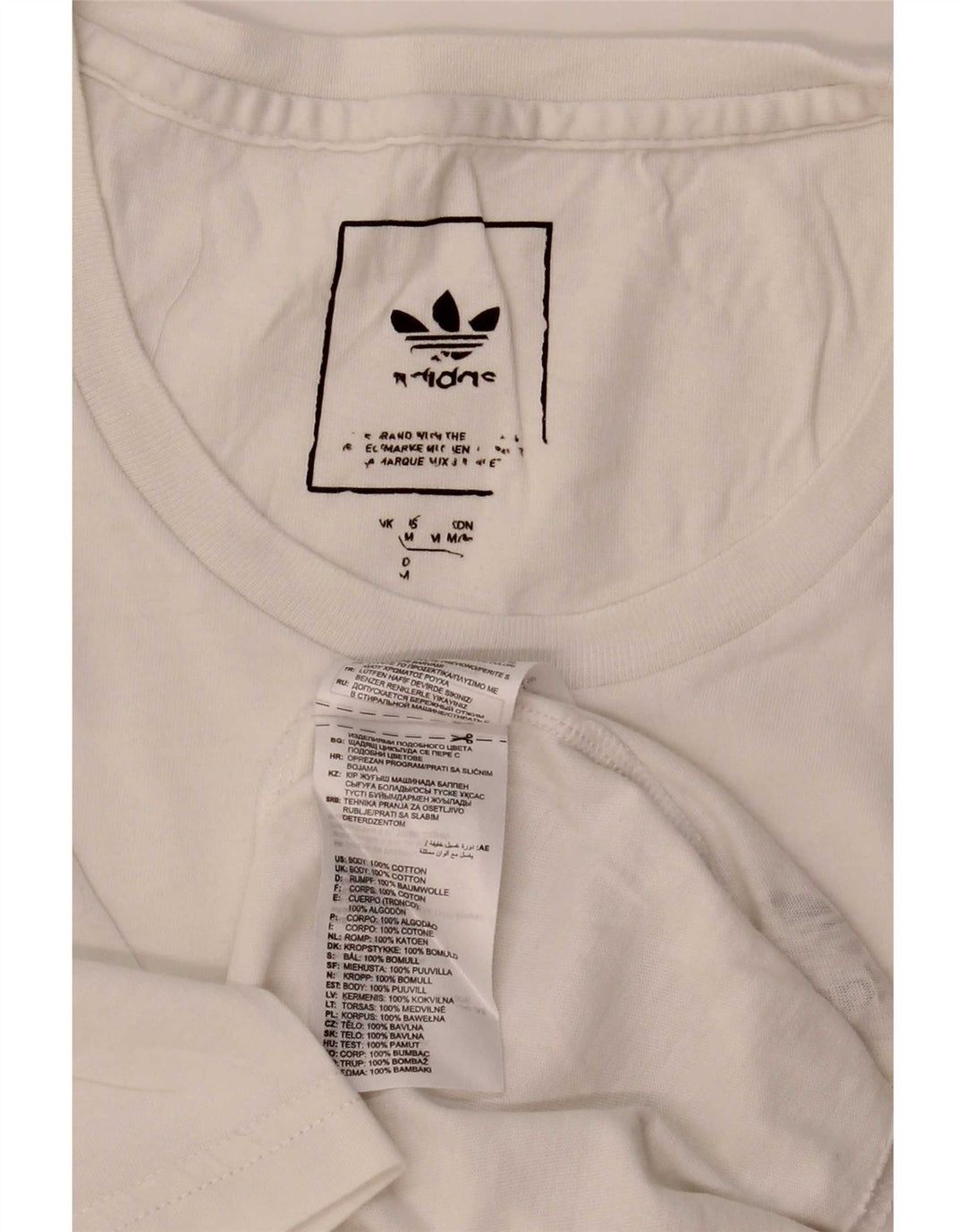 Adidas Mens T-Shirt Top Medium White Cotton