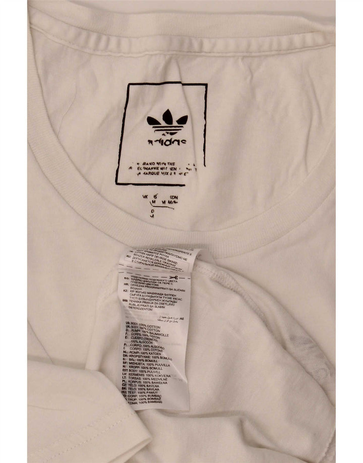 Adidas Mens T-Shirt Top Medium White Cotton