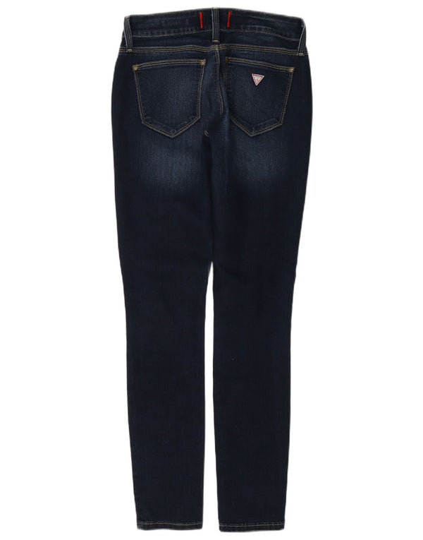 Guess Womens Slight Curve Mid Rise Skinny Jeans W27 L30 Navy Blue Cotton