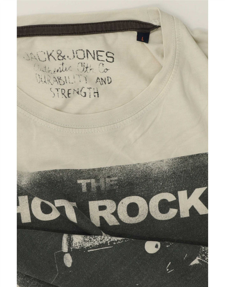 Jack & Jones Mens Graphic T-Shirt Top Large White