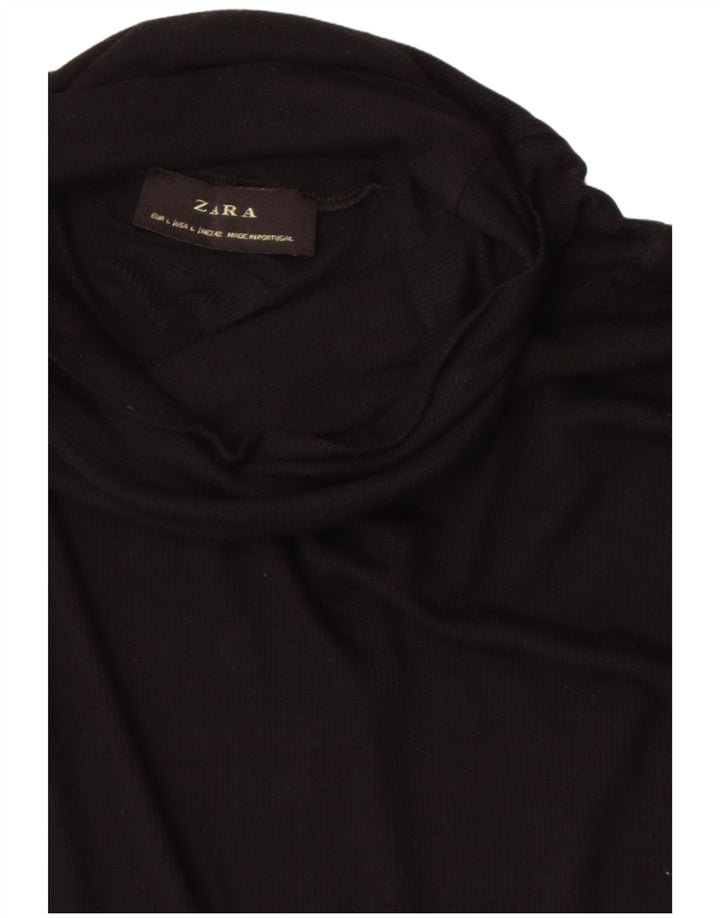 Zara Womens Top Long Sleeve UK 16 Large Black