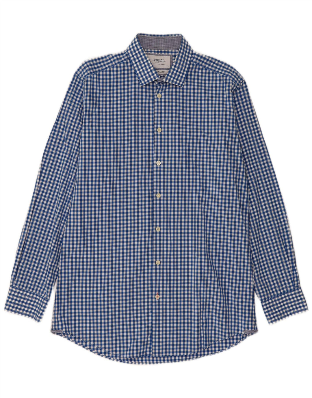 Charles Tyrwhitt Mens Extra Slim Fit Shirt Size 41/16 Large Blue Gingham