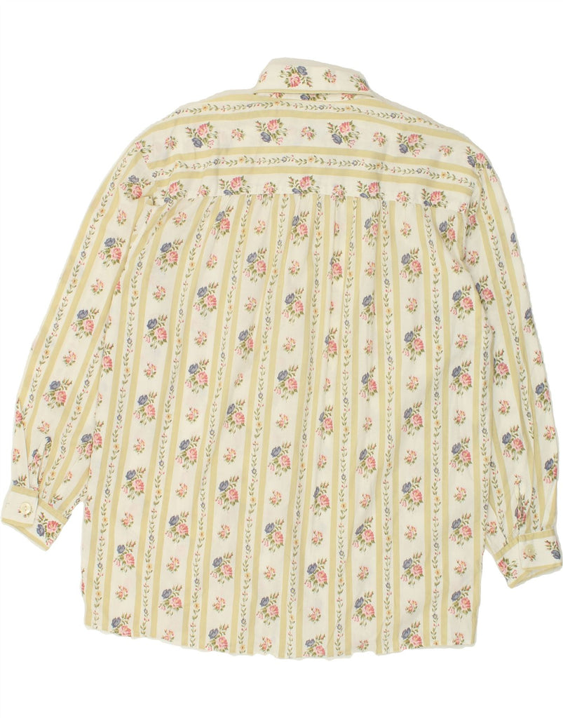 BENETTON Womens Shirt Medium Khaki Floral Cotton | Vintage Benetton | Thrift | Second-Hand Benetton | Used Clothing | Messina Hembry 
