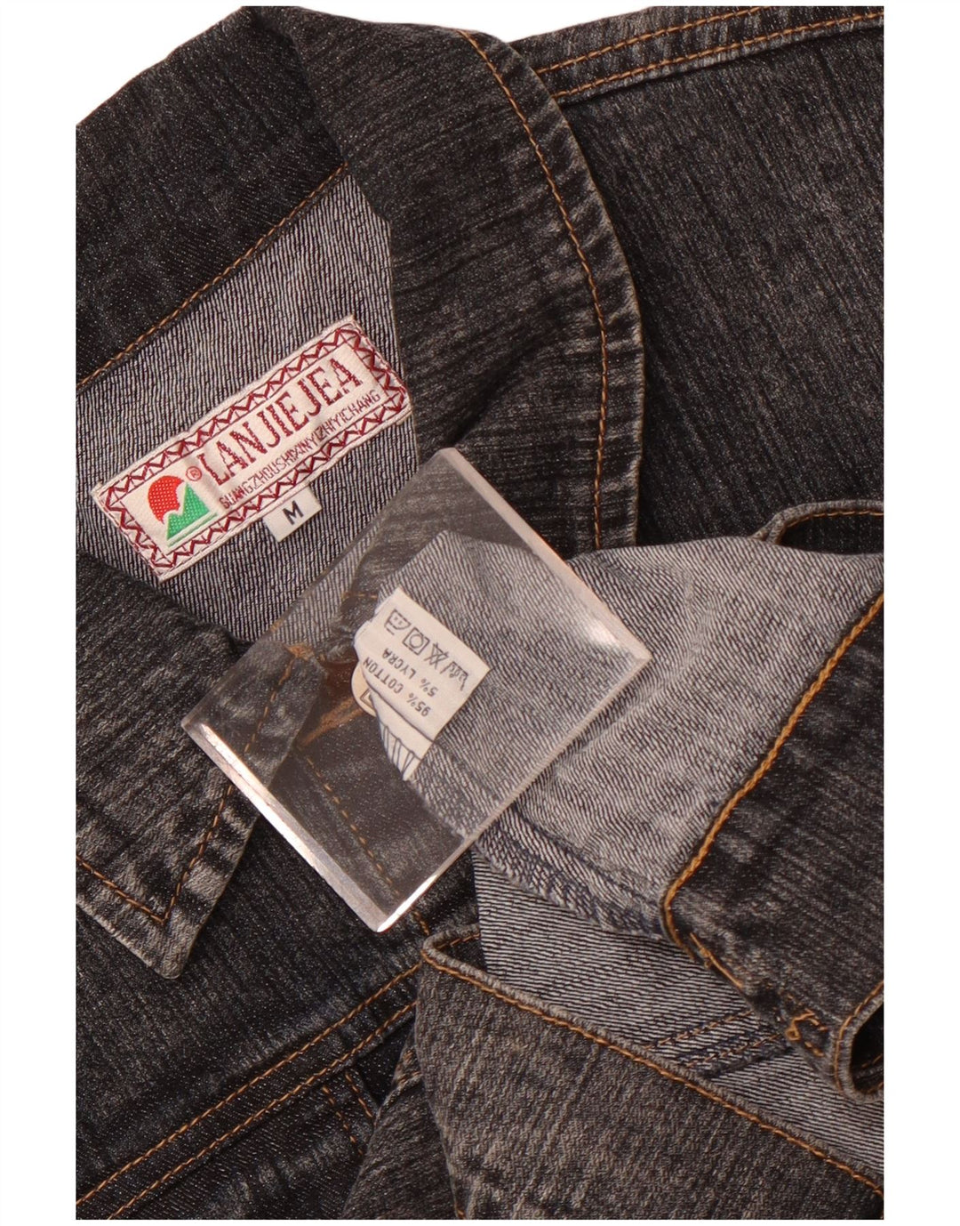 Vintage Womens Crop Denim Jacket UK 12 Medium Grey Cotton