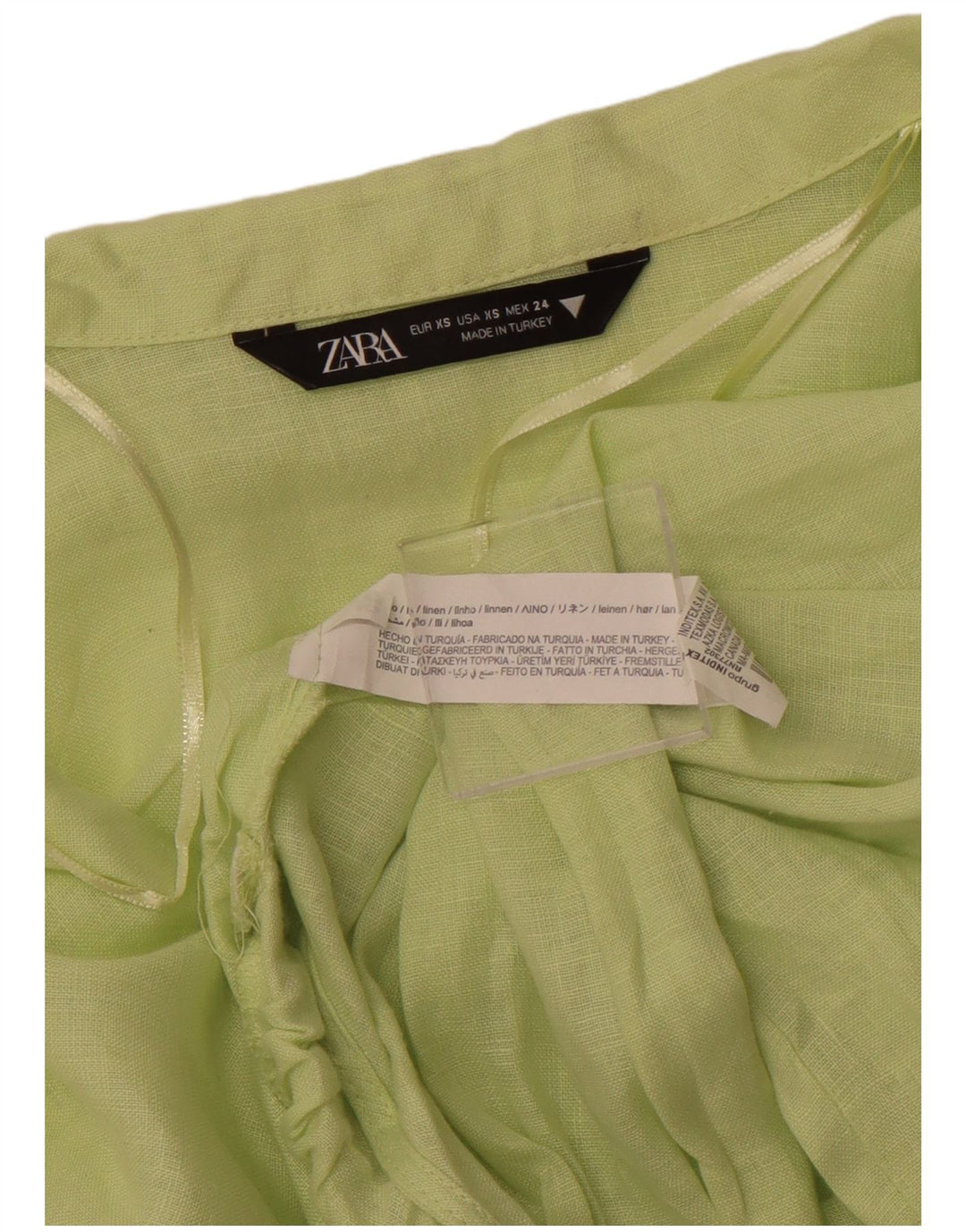 ZARA Womens Crop Cardigan Top UK 6 XS Green Linen