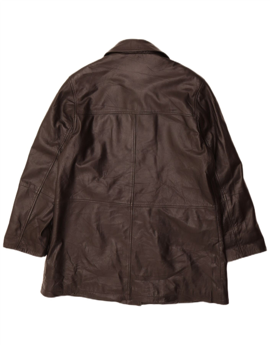 Vintage Womens Leather Coat IT 46 Large Black Leather