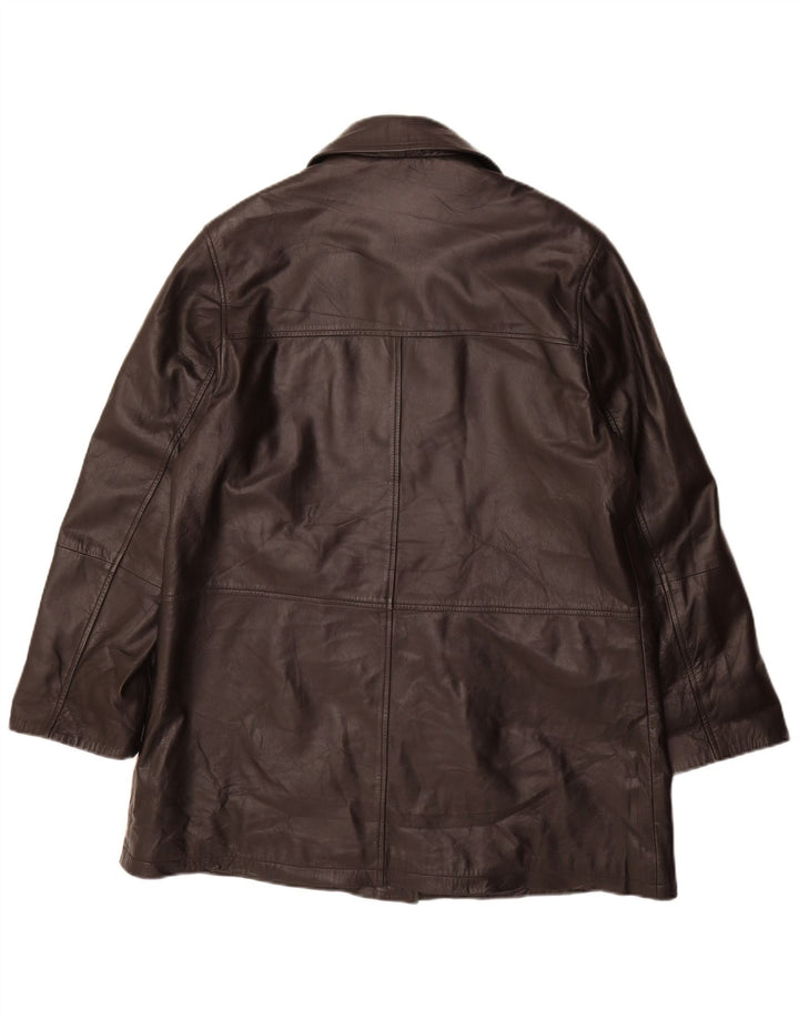 Vintage Womens Leather Coat IT 46 Large Black Leather