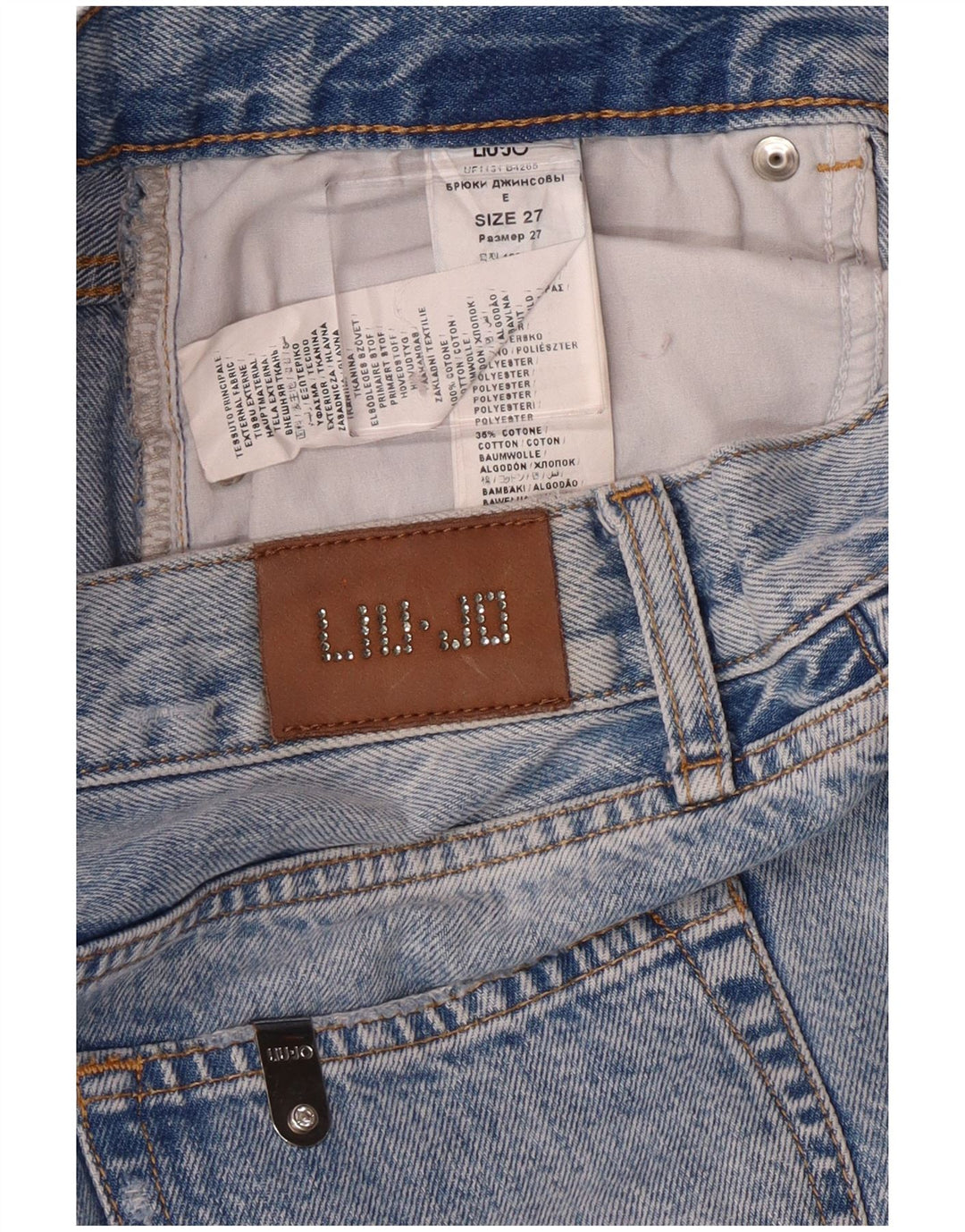 Liu Jo Womens Distressed Cropped Jeans W27 L27 Blue Cotton