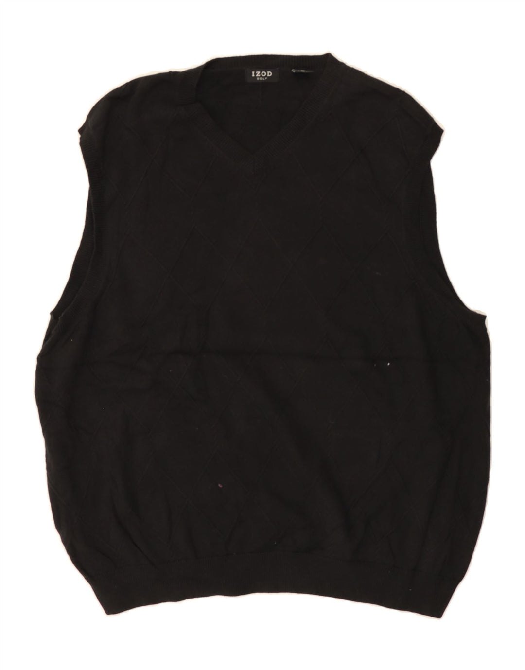 IZOD Mens Golf Vest Tank Top XL Black Argyle/Diamond Cotton Vintage Izod and Second-Hand Izod from Messina Hembry 
