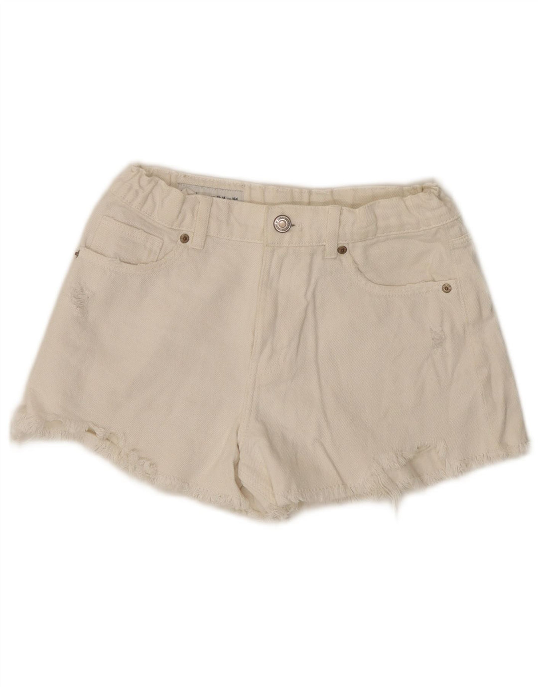 ZARA Girls Distressed Denim Shorts 13-14 Years W26  Off White
