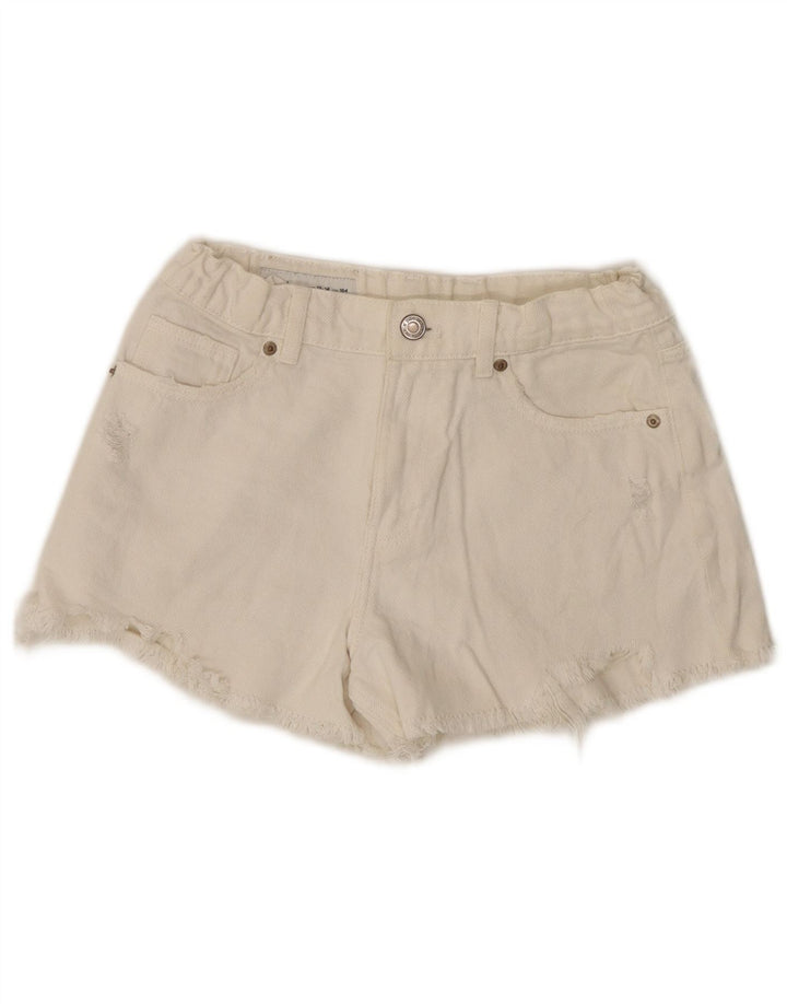 ZARA Girls Distressed Denim Shorts 13-14 Years W26  Off White