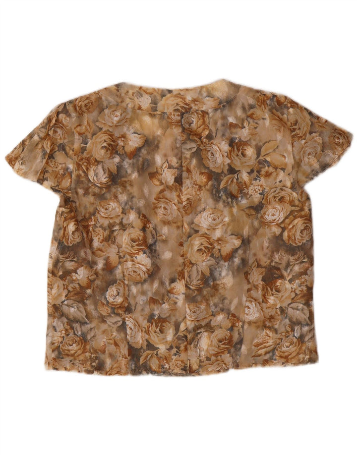 VINTAGE Womens Crop Blouse Top IT 42 Medium Beige Floral