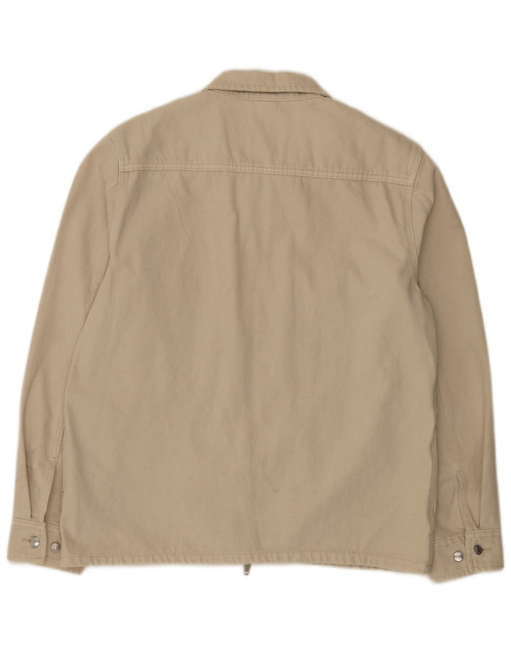 Zara Mens Utility Jacket UK 42 XL Beige Cotton