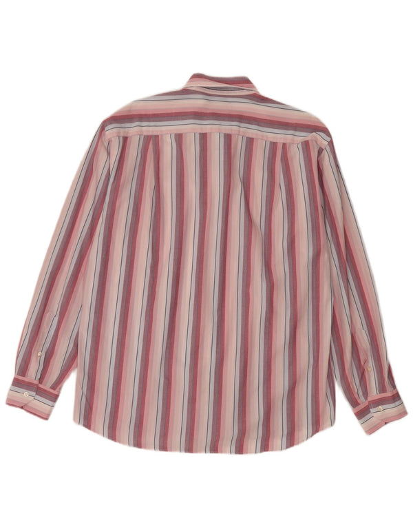 Roccobarocco Mens Shirt Size 41 16 Large Pink Striped Cotton