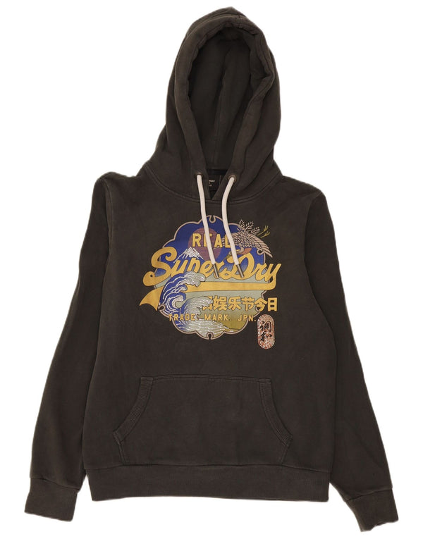 Superdry Womens Graphic Hoodie Jumper UK 16 Large  Grey Cotton