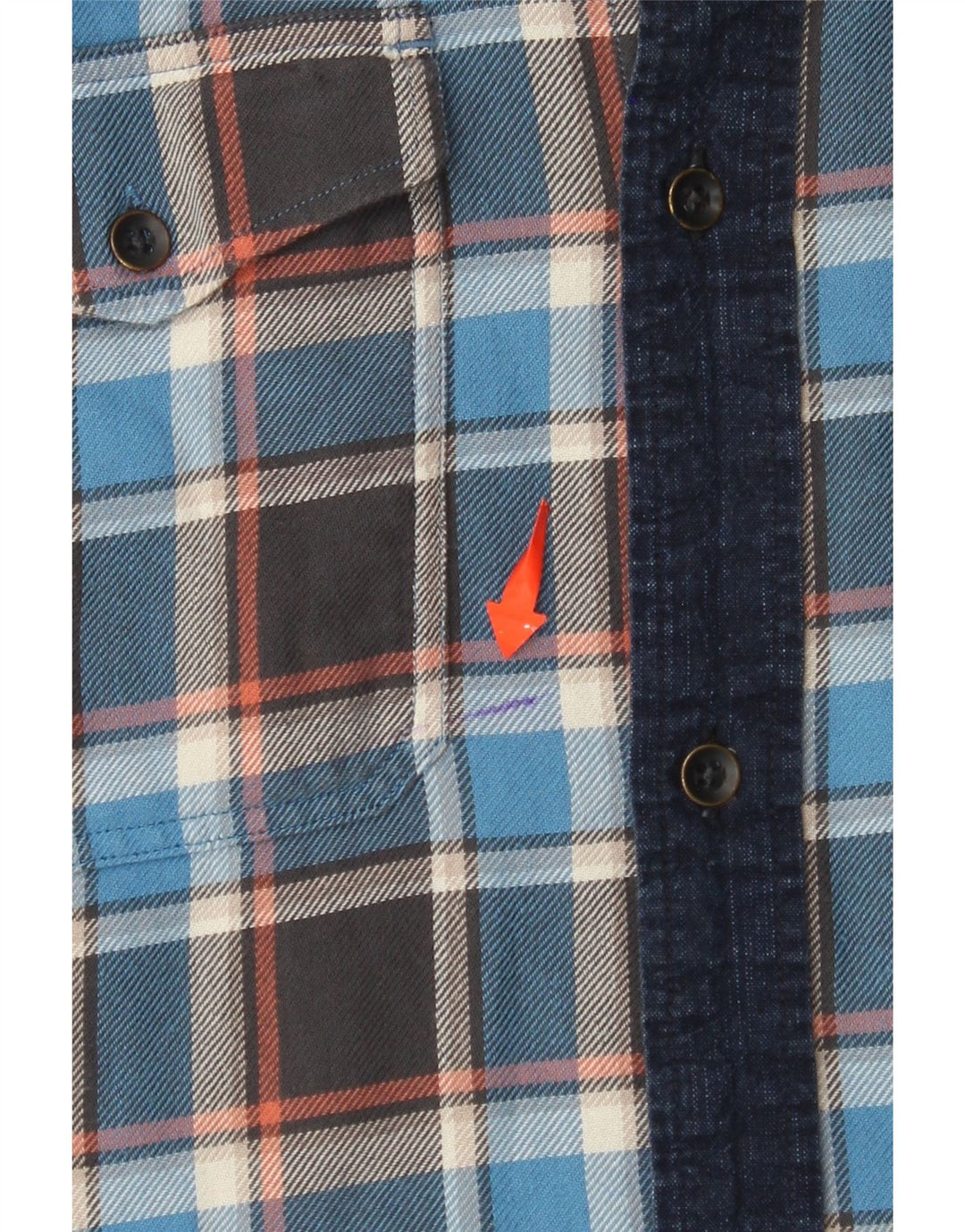 ALL SAINTS Mens Slim Fit Flannel Shirt Large Blue Check Cotton