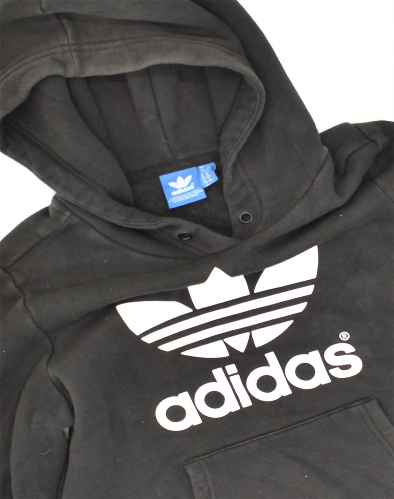 ADIDAS Womens Graphic Hoodie Jumper UK 8 Small Black Cotton | Vintage Adidas | Thrift | Second-Hand Adidas | Used Clothing | Messina Hembry 