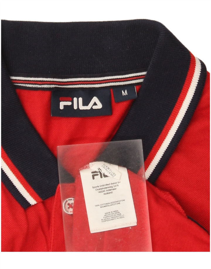 Fila Mens Polo Shirt Medium Red Colourblock Cotton