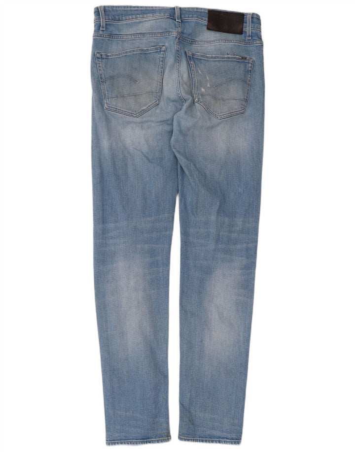 G-Star Mens 3301 Distressed Slim Jeans W34 L34 Blue Cotton