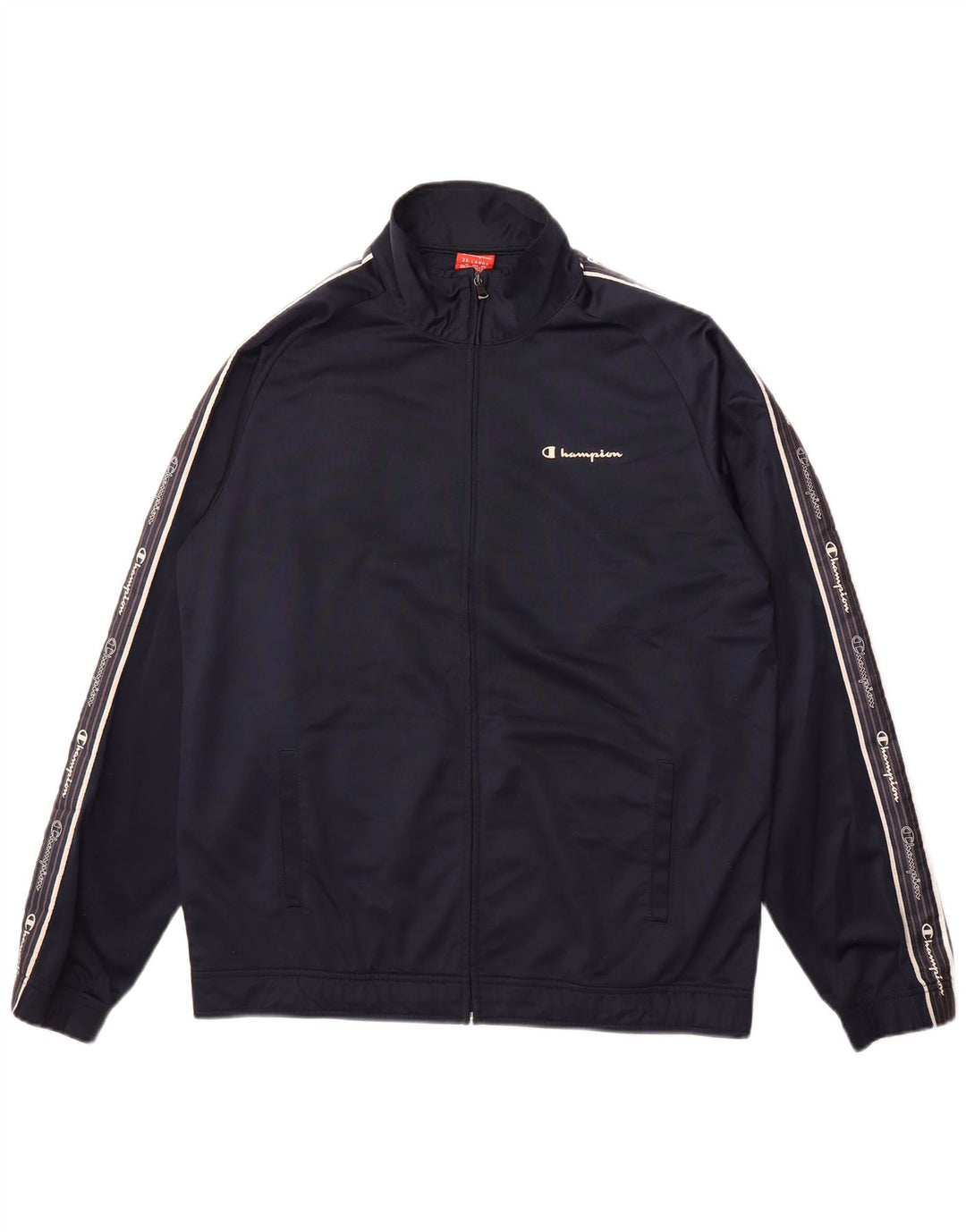 CHAMPION Mens Graphic Tracksuit Top Jacket 2XL Navy Blue Colourblock