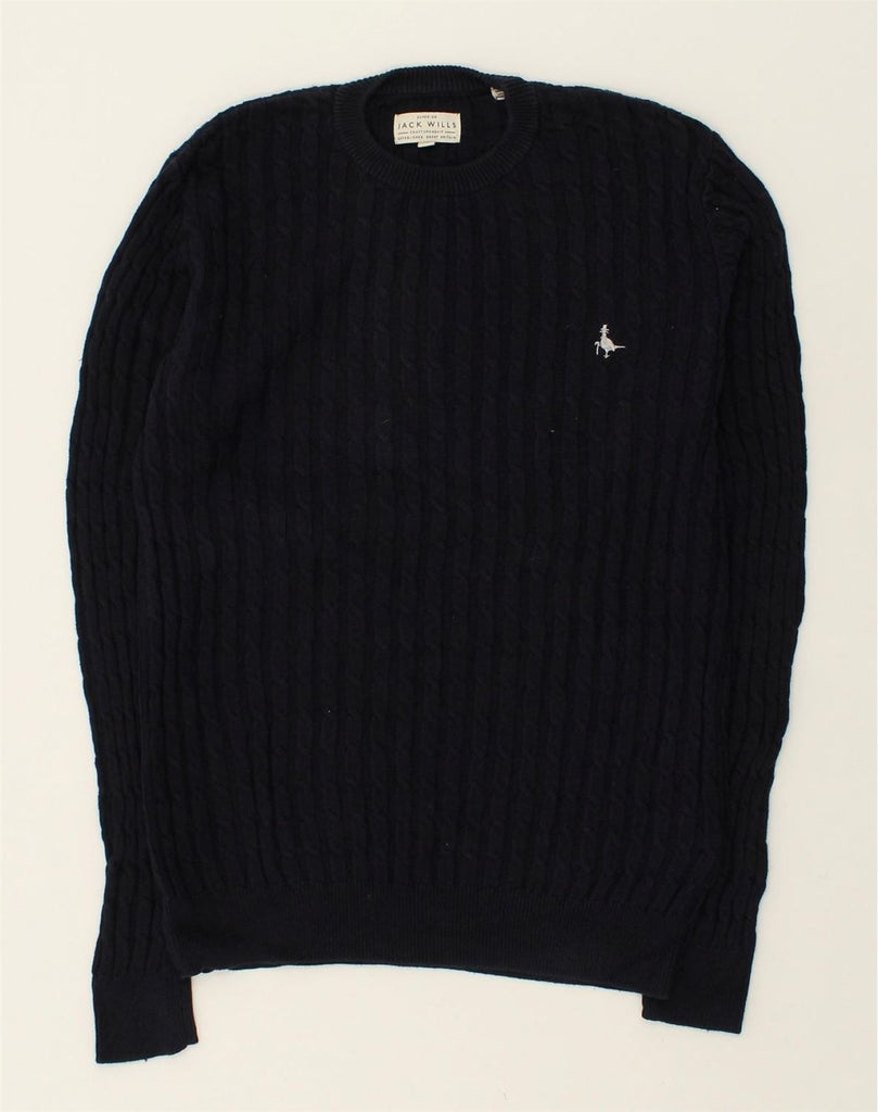 JACK WILLS Mens Crew Neck Jumper Sweater XS Navy Blue Cotton | Vintage Jack Wills | Thrift | Second-Hand Jack Wills | Used Clothing | Messina Hembry 