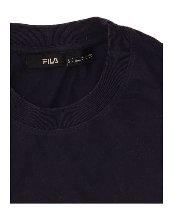 FILA Mens Graphic T-Shirt Top Large Navy Blue Cotton Vintage Fila and Second-Hand Fila from Messina Hembry 