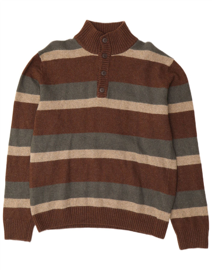 Marlboro Classics Mens Button Neck Jumper Sweater XL Brown Lambswool