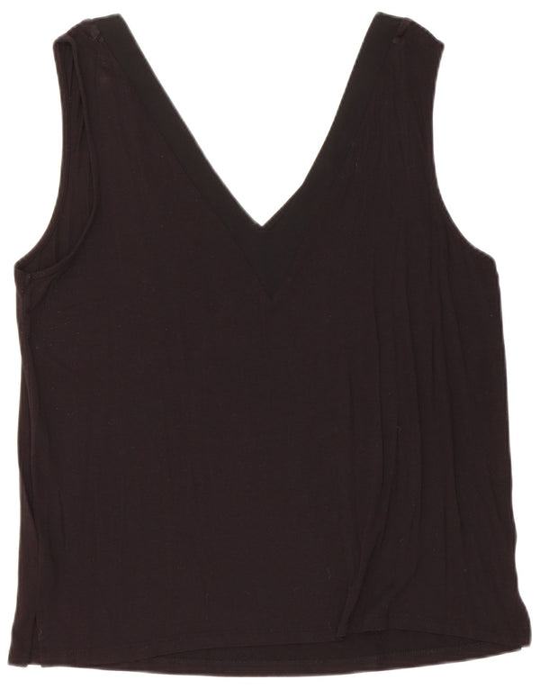 WAREHOUSE Womens Crop Vest Top UK 14 Medium Black Viscose
