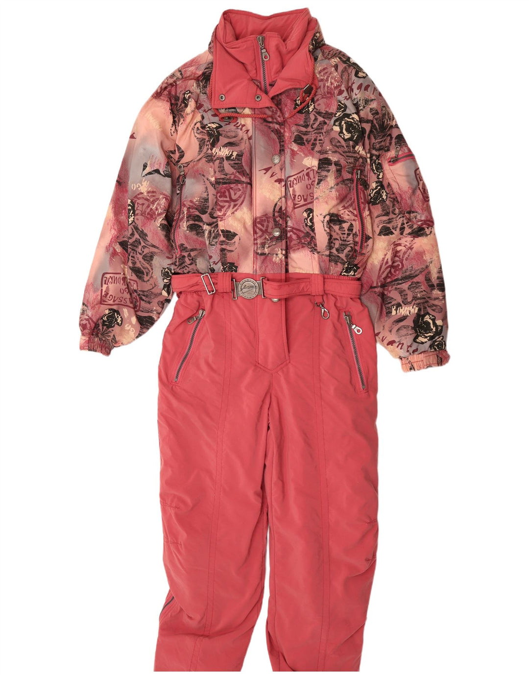 Killtec Womens Graphic Hooded Ski Jumpsuit UK 12 Medium Pink Floral