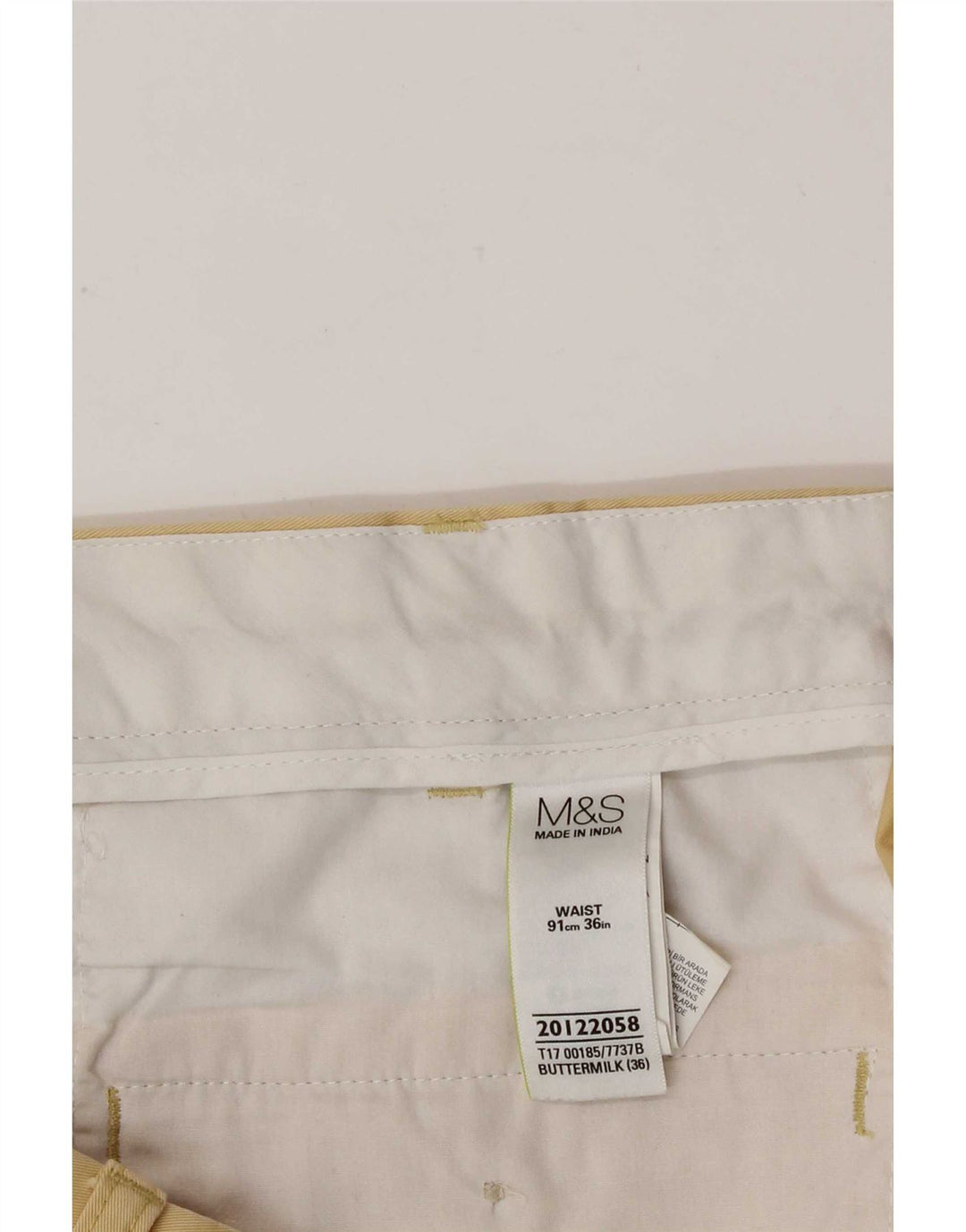 Marks & Spencer Mens Chino Shorts W36 Large Yellow Cotton