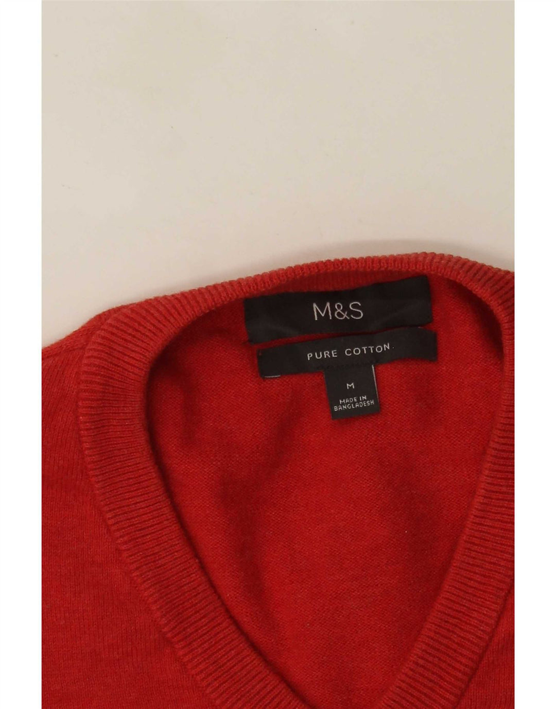 Marks & Spencer Mens V-Neck Jumper Sweater Medium Red Cotton