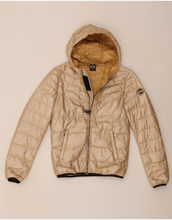 Colmar Womens Hooded Padded Jacket IT 40 XS Gold Nylon
