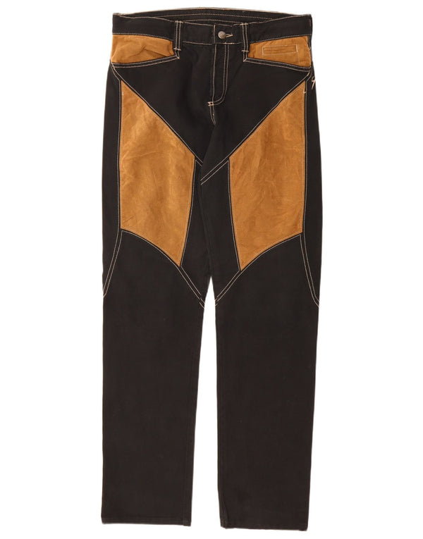 9.2 by Carlo Chionna Womens Casual Trousers W33 L32 Black Colourblock