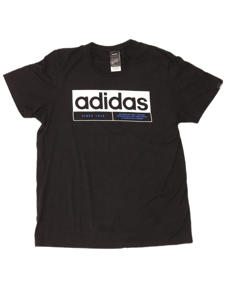 Adidas Mens Graphic T-Shirt Top Medium Black Cotton