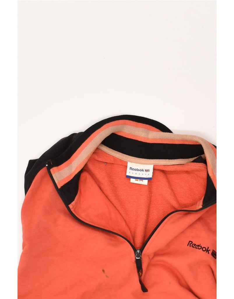 REEBOK Mens Zip Neck Sweatshirt Jumper Large Orange Cotton | Vintage Reebok | Thrift | Second-Hand Reebok | Used Clothing | Messina Hembry 