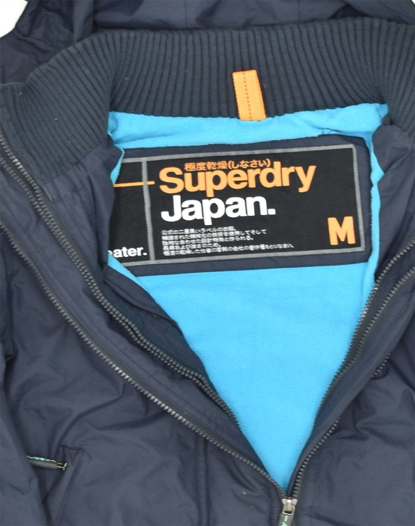 SUPERDRY Womens Hooded Windbreaker Jacket UK 12 Medium Navy Blue Nylon | Vintage Superdry | Thrift | Second-Hand Superdry | Used Clothing | Messina Hembry 