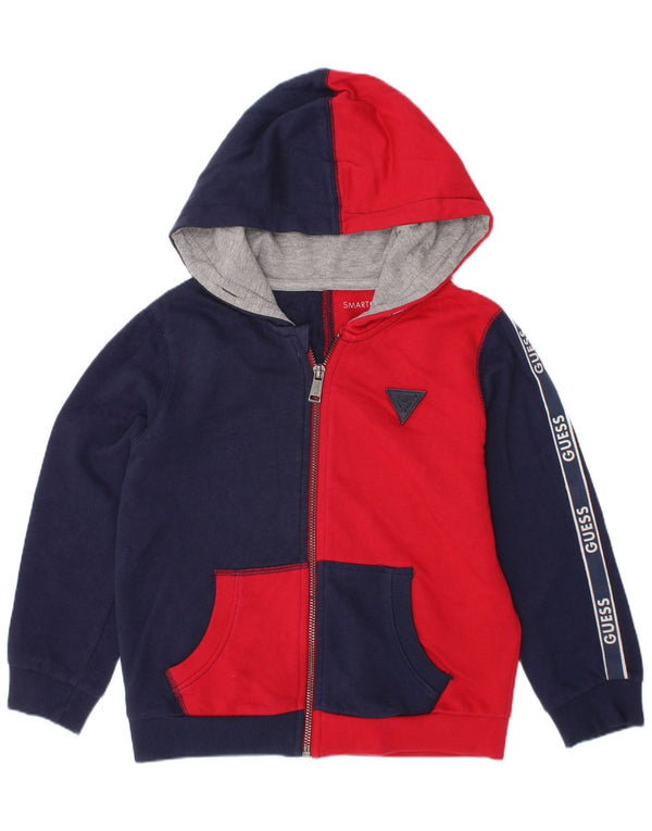 Guess Boys Zip Hoodie Sweater 4-5 Years Navy Blue Colourblock Cotton