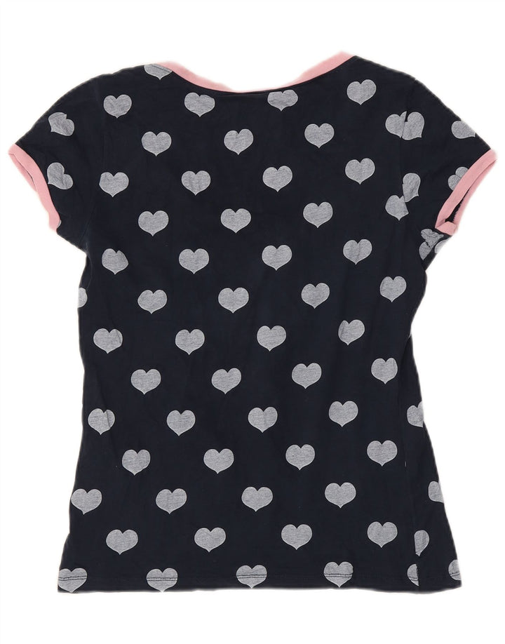 Converse Womens Abstract Pattern T-Shirt Top UK 12 Medium Navy Blue Heart