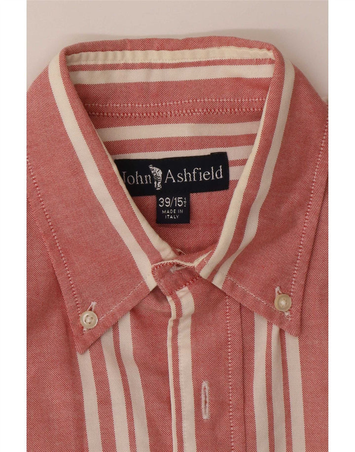 John Ashfield Mens Shirt Size 39 15 1/2 Medium Red Striped