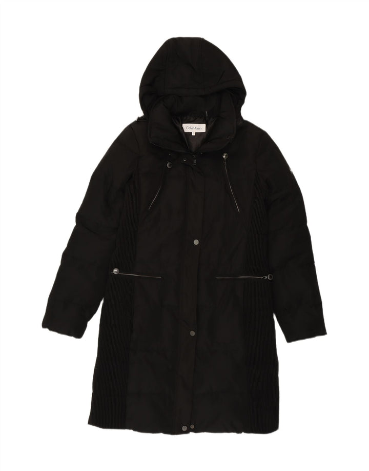 Calvin Klein Womens Hooded Padded Coat UK 10 Small Black Polyester