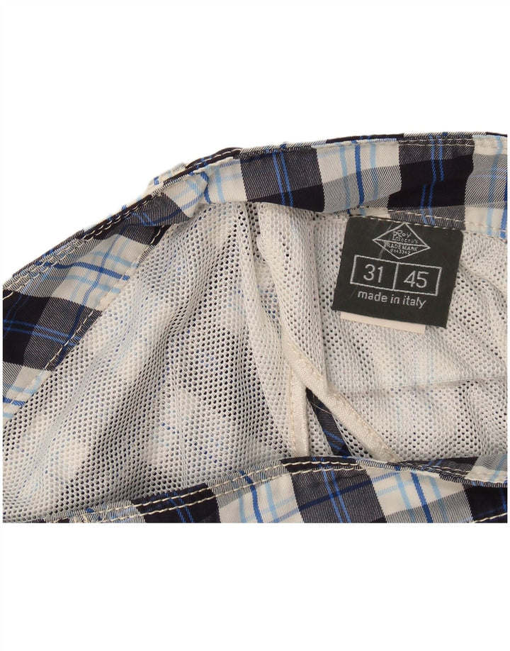 Roy Rogers Mens Casual Shorts W31 Medium Navy Blue Check Polyester