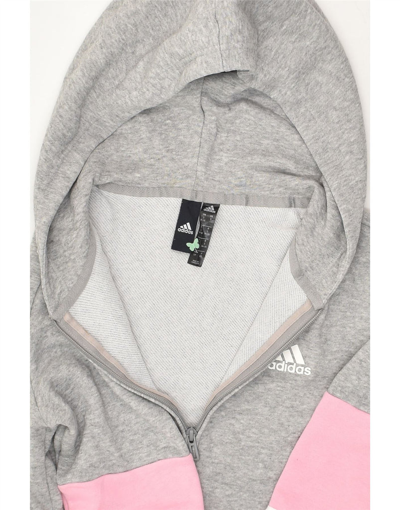 ADIDAS Womens Zip Hoodie Sweater UK 8-10 Small Grey Colourblock Cotton | Vintage Adidas | Thrift | Second-Hand Adidas | Used Clothing | Messina Hembry 