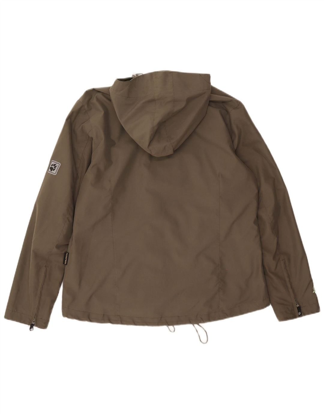 Jack Wolfskin Womens Hooded Rain Jacket UK 14/16 Large Khaki Polyester
