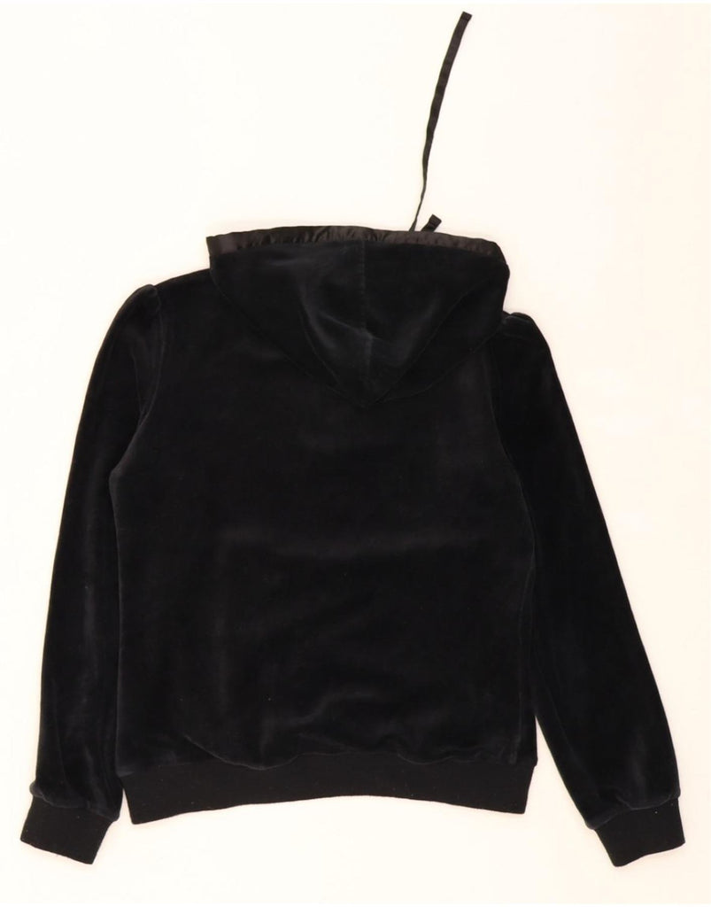 KAPPA Womens Velvet Hoodie Jumper UK 10 Small Black Cotton Vintage Kappa and Second-Hand Kappa from Messina Hembry 